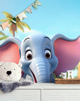 Papier Peint Enfant - Bébé Éléphant Dans L’eau