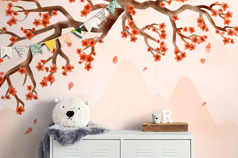 Papier Peint Enfant - Cerisiers En Fleurs