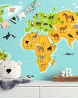 Papier Peint Enfant - Carte Du Monde Découverte