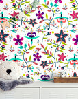 Papier Peint Enfant - Motifs Floraux Colorés