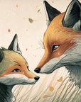 Papier peint animaux - couple de renards dans les feuilles d'automne