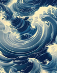 Papier Peint Japonais - Vagues Bleues Dynamiques