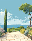 Papier peint campagne - chemin des cyprès