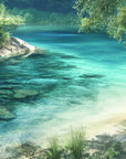Papier peint cascades - plage de lagon turquoise