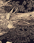 Papier peint nature - croquis de forêt et feuillage dense sombre
