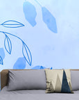 Papier Peint Design - Feuillage Bleu