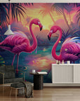 Papier Peint Enfant - Flamants Roses Dans L’eau
