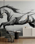 Papier Peint Illustration - Cheval Noir Et Blanc