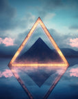 Nature wallpaper - abstract luminous triangle and dark clouds