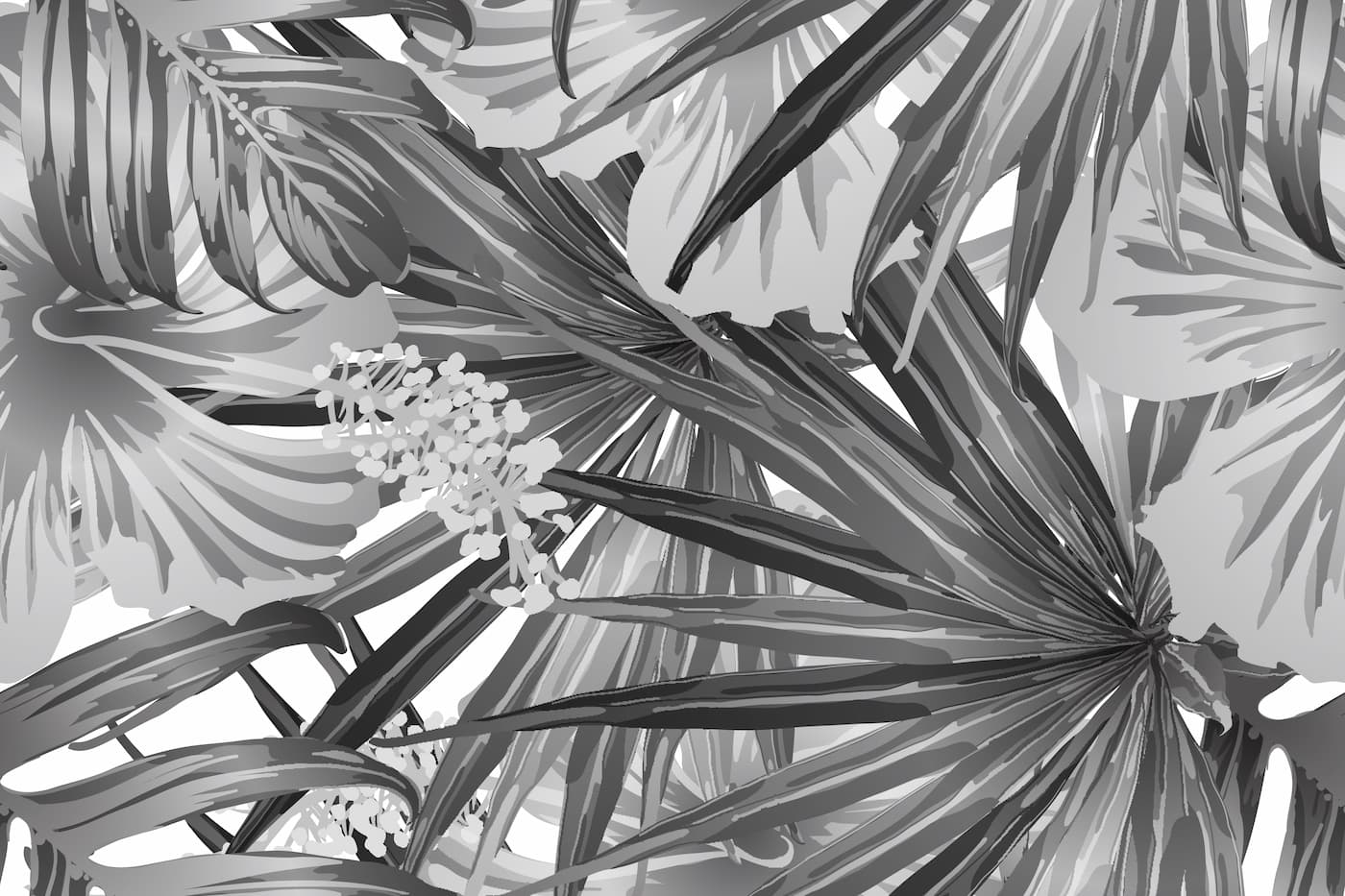 Black and White Wallpaper - Charcoal Illustrated Jungle