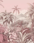 Papier Peint Rétro - Forêt Tropicale Rose