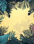 Papier Peint Illustration - Feuillage Bleu Et Rose