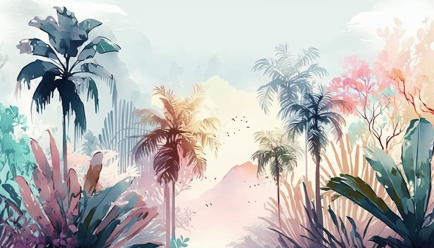 Papier Peint Vintage - Forêt Tropicale De Palmiers