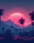 Papier Peint Rétro - Montagne Coucher De Soleil