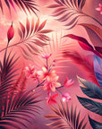 Papier Peint Vintage - Feuillage Tropical Rose