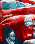 Papier peint voitures - pick-up rouge vintage sur fond de drapeau américain