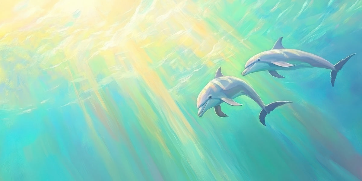 Papier peint animaux - dauphins dans l'océan azur
