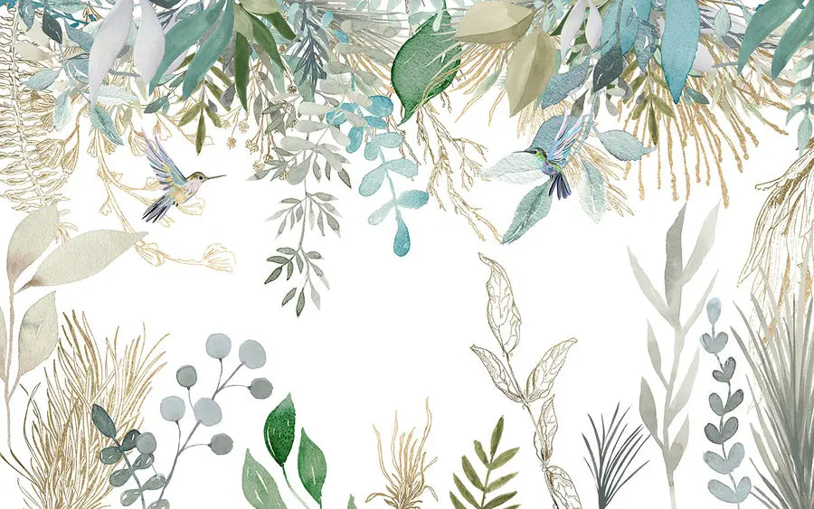 Foliage Wallpaper - Plant Softness and Hummingbirds