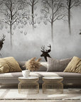 Black and White Wallpaper - Misty Forest and Deer