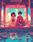 Papier peint Anime – Couple anime en kimono japonais