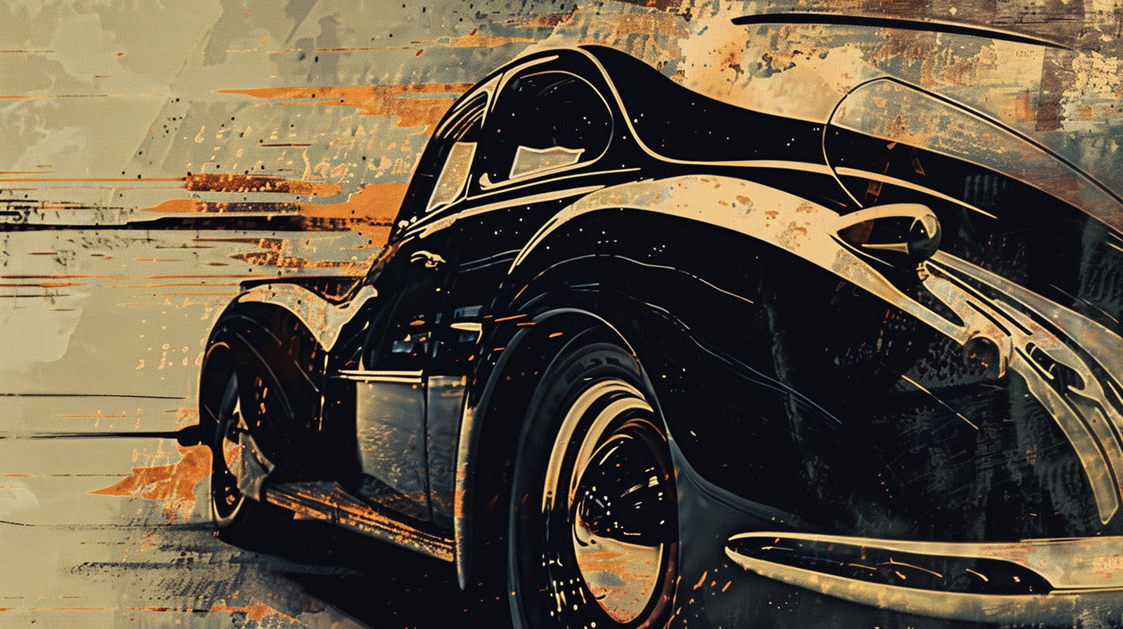 Vintage wallpaper – old black car