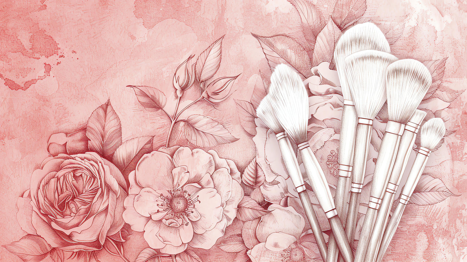 Papier peint Floral – fleurs et pinceaux délicats