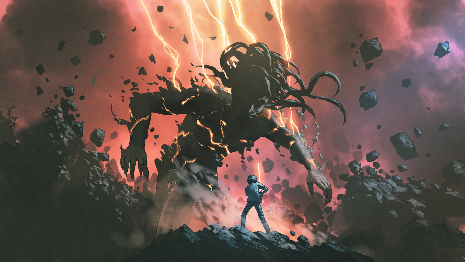 Papier Peint Dark Fantasy - Titan de Foudre