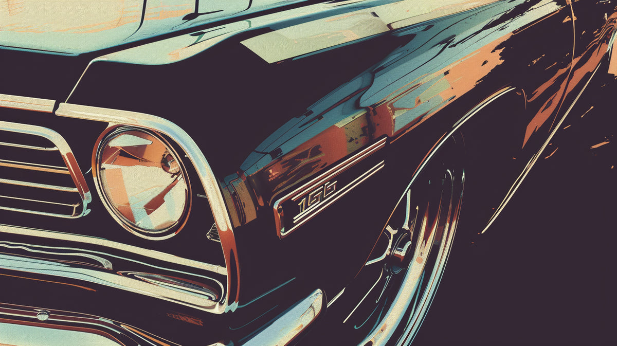 Vintage-Tapete – Nahaufnahme eines Oldtimers