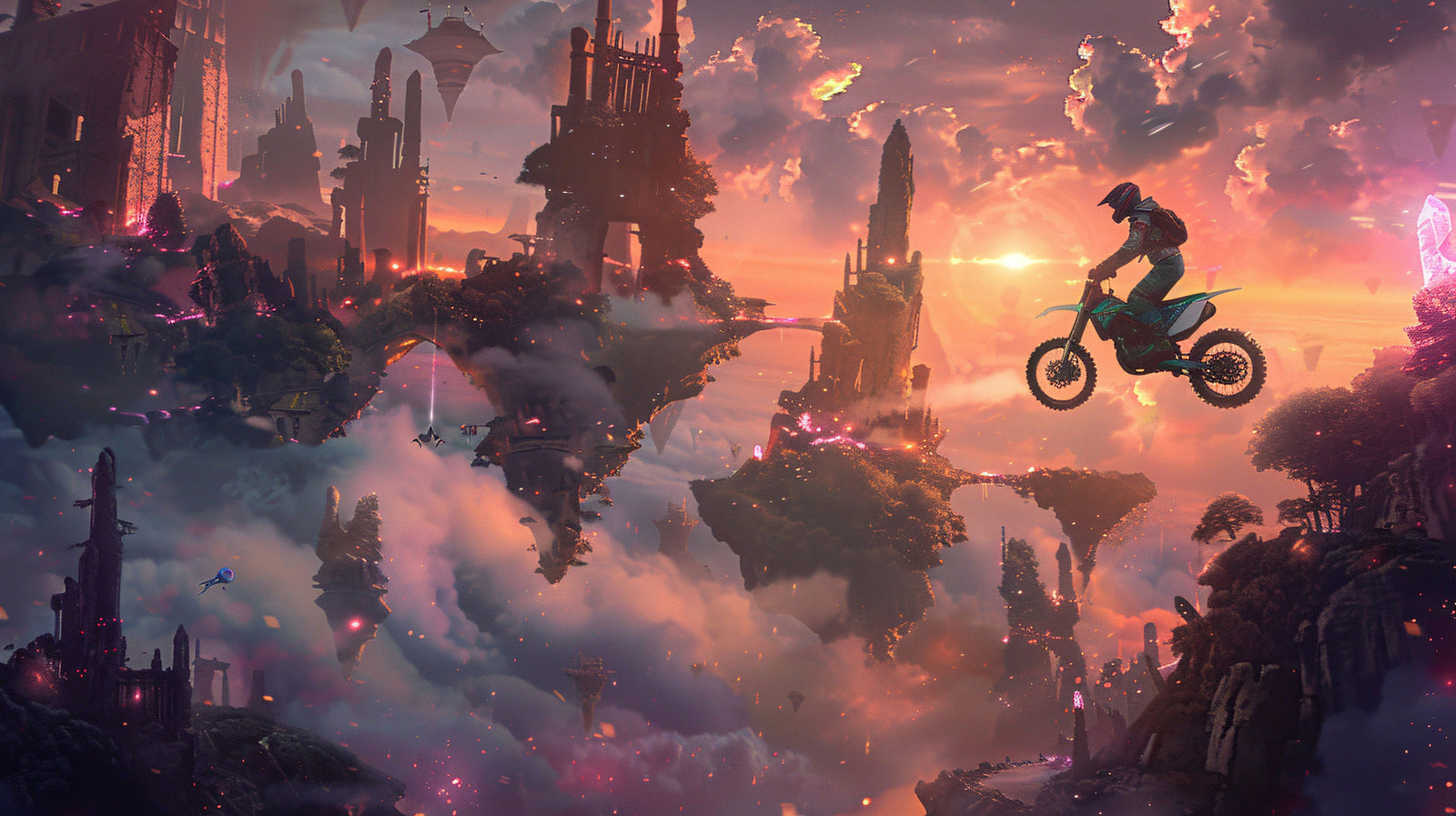 Papier Peint Fantasy - Motard des Îles Célestes