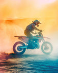 Papier peint Sport – motocross et fumées colorées