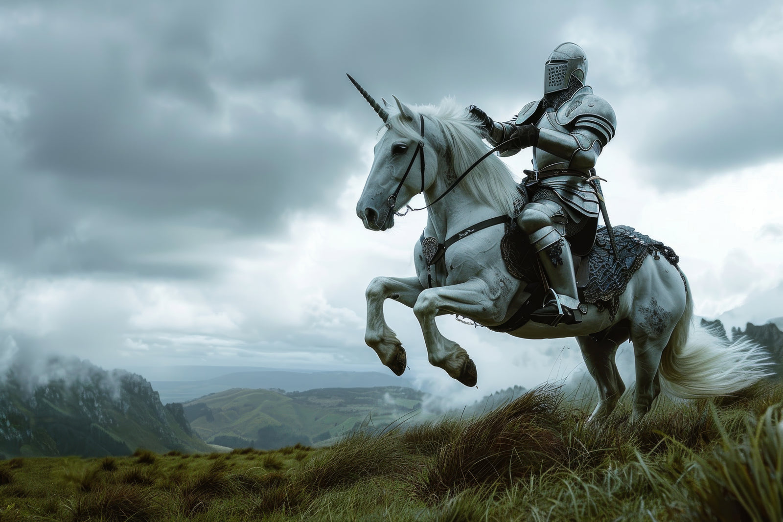 Papier Peint Fantasy - Chevalier de la Licorne