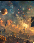 Fantasy wallpaper – celestial forest with stars