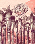 Papier peint Floral – pinceaux et roses délicates