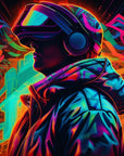 Papier peint Art numérique – personnage VR aux couleurs néon