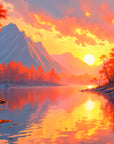 Landscape wallpaper – autumn lake at sunset