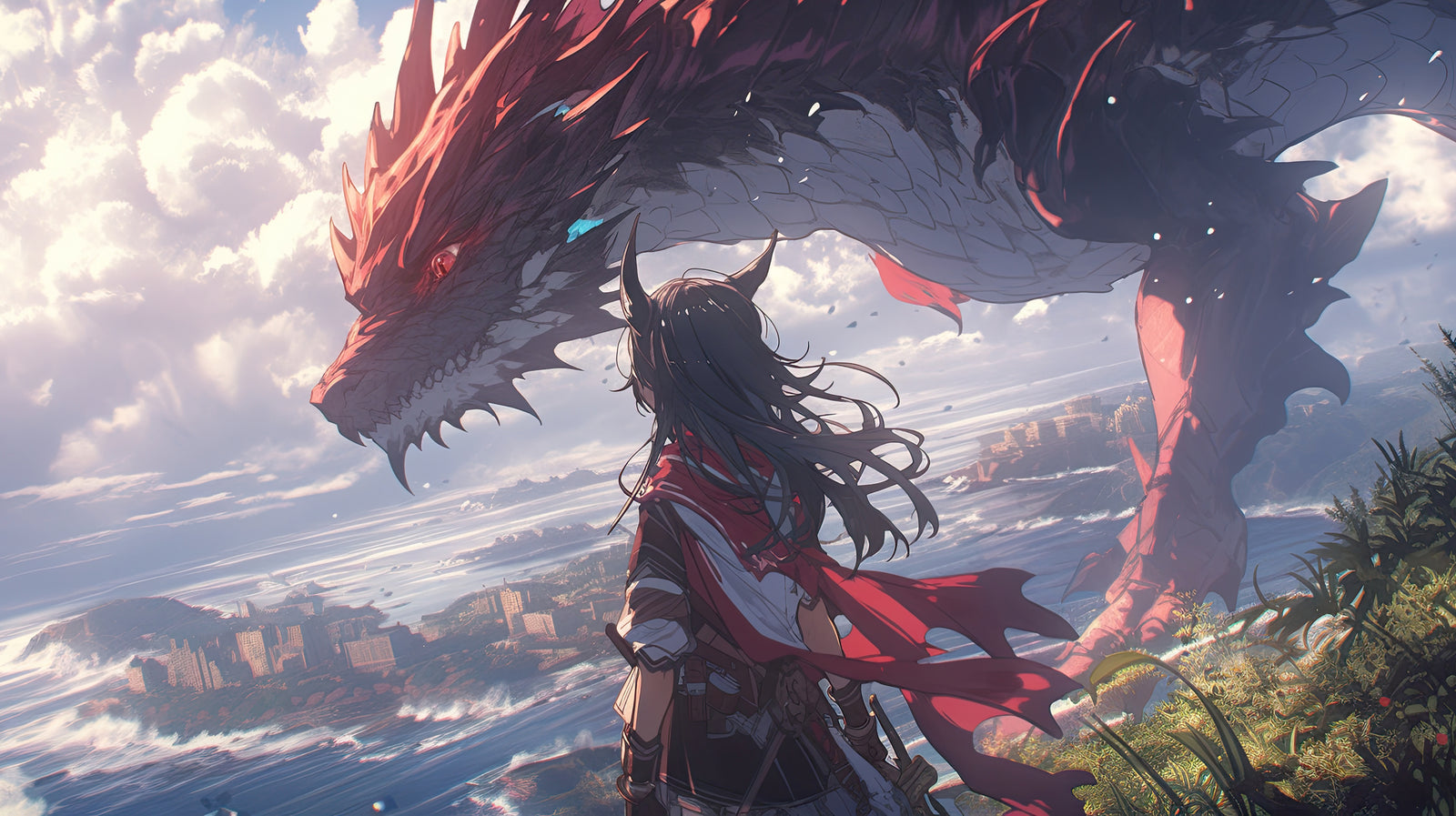 Papier Peint Anime Dragon - L’Appel du Ciel Rouge