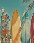 Papier peint Tropical – planches de surf colorées