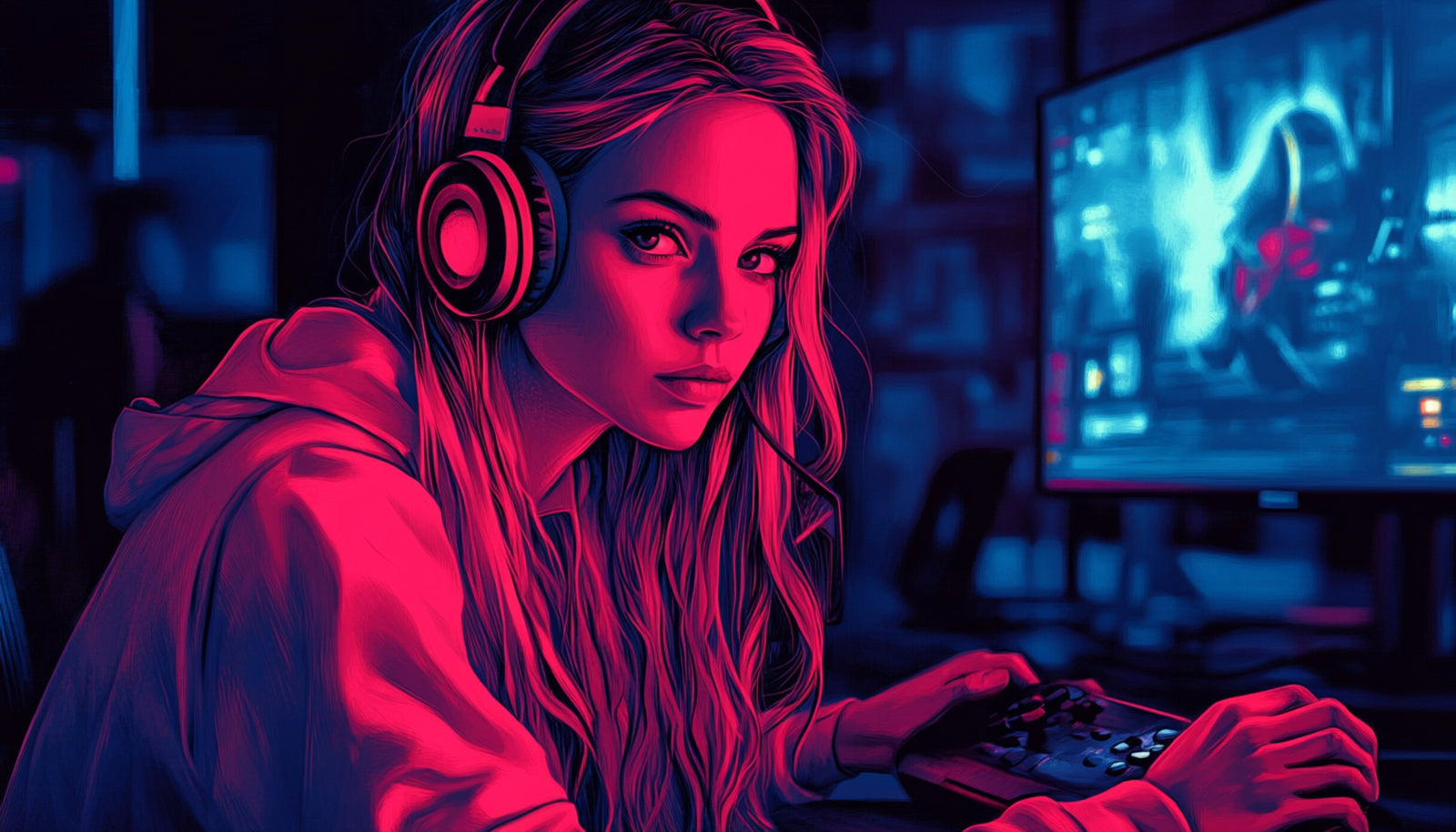 Papier Peint Gaming - Esport Girl Néon