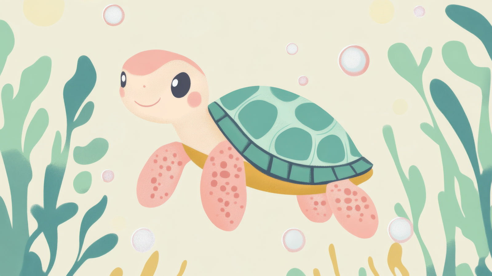 Children's Wallpaper – Cute Pastel Sea Turtle