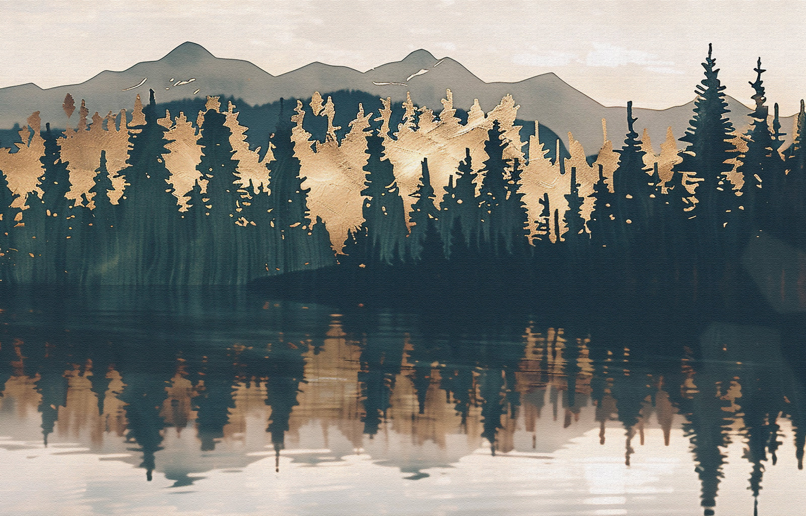 Nature wallpaper – forest and mountains reflected