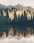 Nature wallpaper – forest and mountains reflected