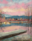 Artistic wallpaper – landscape painted in pastel tones