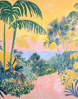 Papier peint Tropical – palmiers et océan pastel