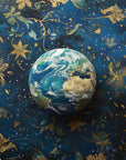 Cosmic Wallpaper – Planet Earth and Floral Patterns