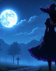 Papier peint Fantaisie – sorcière au clair de lune