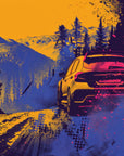 Papier peint Sport – voiture de rallye en montagne