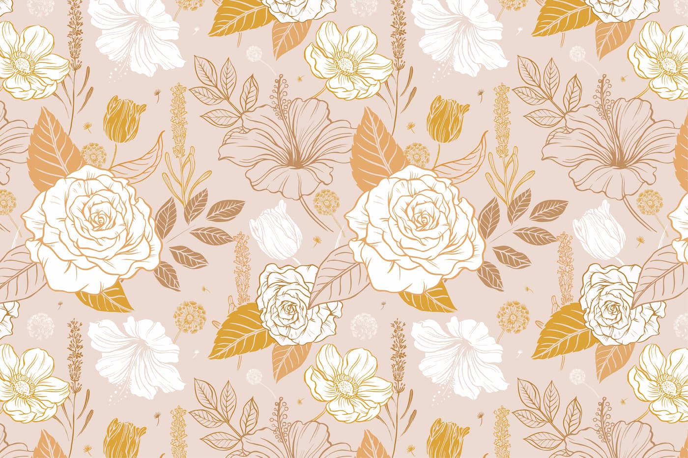 Floral Wallpaper - Roses and Bohemian Flowers