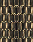 Papier Peint Imitation - Motifs Géométriques Noir Et Doré