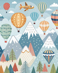 Papier peint enfants - montgolfières au-dessus des montagnes