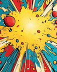 Papier peint pop art - explosion d'encre jaune et bleue